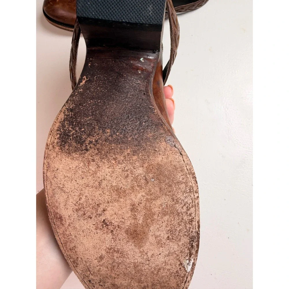 Bed Stu Glaye‎ Ankle Boots Womens Brown Size 8 Braided Triple Buckle Leather